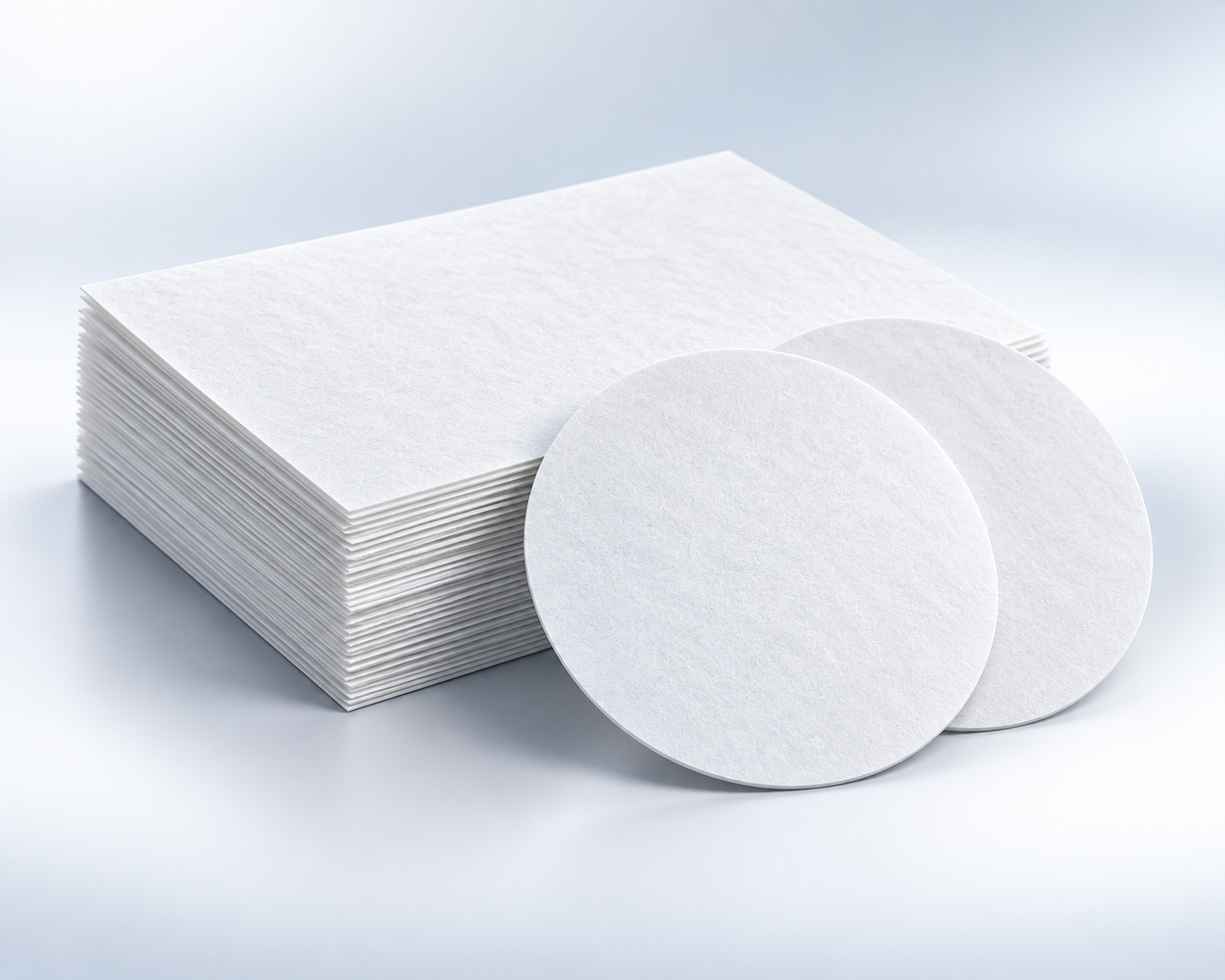 Ilustración representativa de papel filtrante; no es fotografía de un producto real.